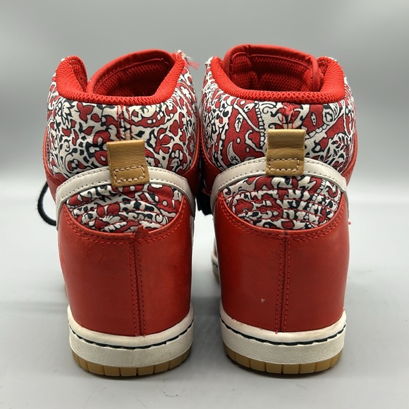 Nike Dunk Sky High Liberty of London Women's Size 6 Red Shoes 529040-600 - Picture 3 of 9